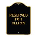 Signmission Designer Series Sign-Reserved for Clergy, Black & Gold Aluminum Sign, 18" x 24", BG-1824-23214 A-DES-BG-1824-23214